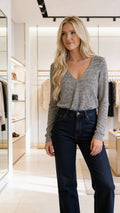 Haut gris à manches longues Bershka