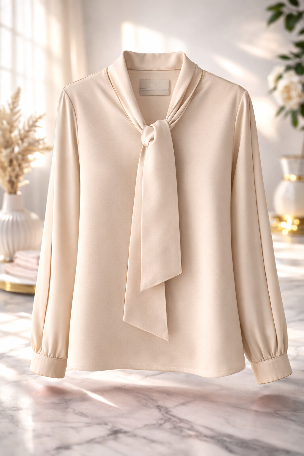 Chemisier beige nœud lavallière Brooktraverner