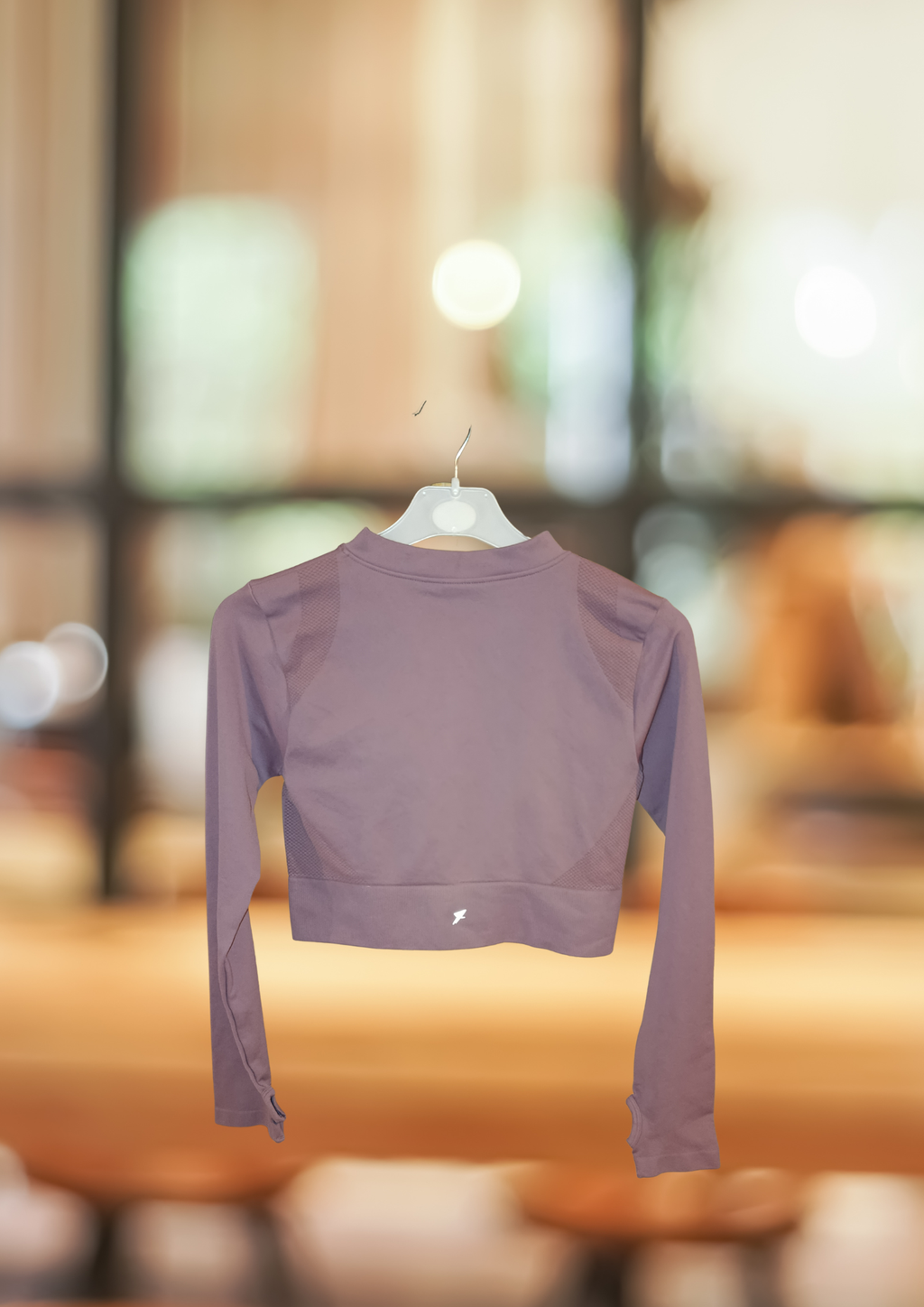 Crop top sport manches longues zippé – mauve rosé | fitness / yoga