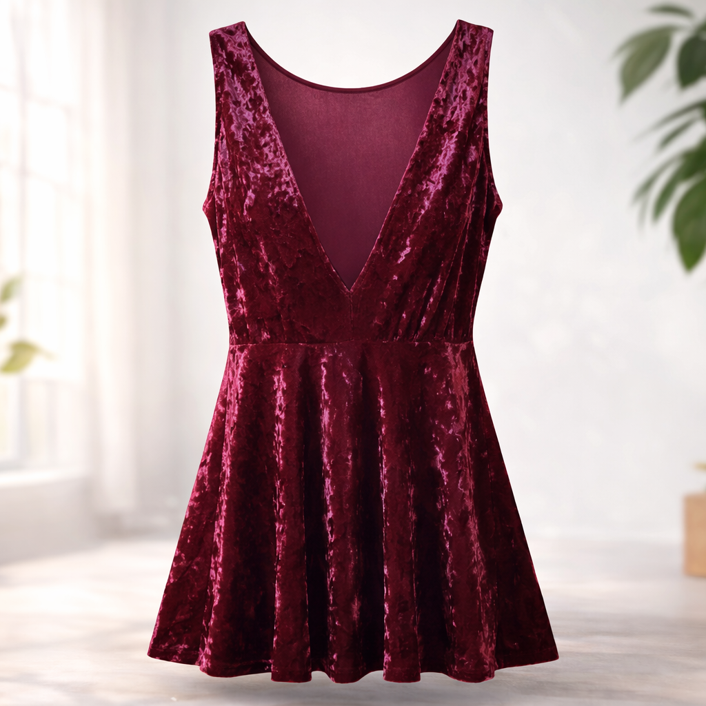 Robe patineuse bordeaux velours